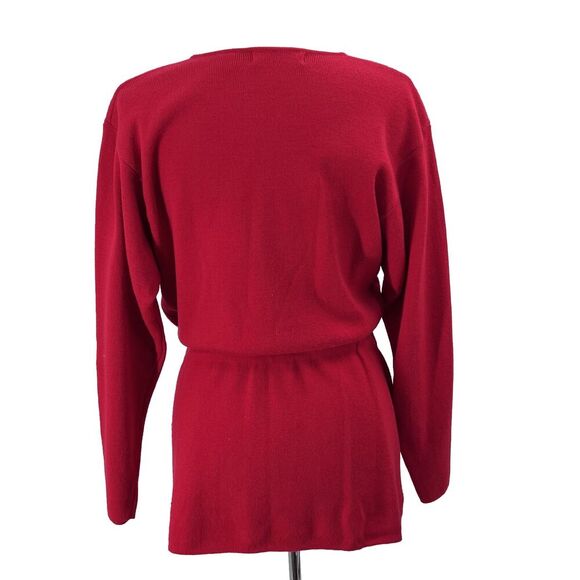 Vintage Linda Allard for Ellen Tracy Red Pure Wool Cardigan Sweater - Picture 3 of 4